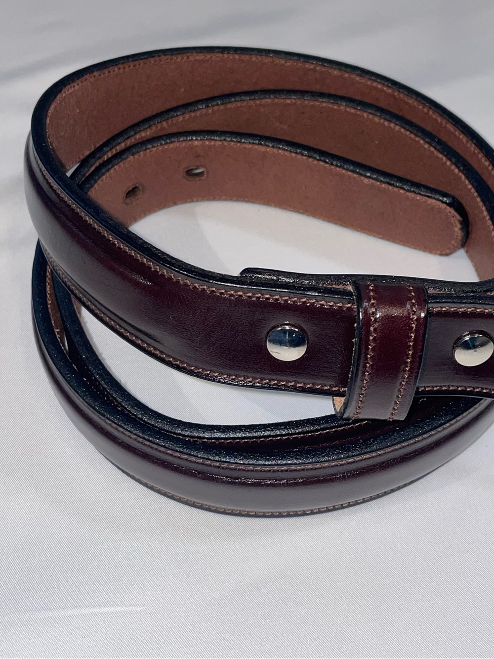 Hanks Belts Esquire Raised Leather Belt 2425 Made in USA Steel Buckle Size 46 - Picture 2 of 8